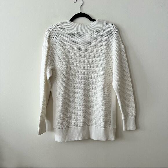 Rag & Bone Kyra White Cotton V-Neck Sweater - Picture 7 of 8